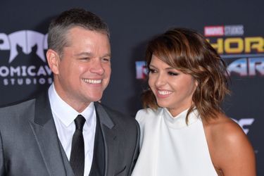 Matt Damon et Luciana Barroso à l'avant-première de "Thor : Ragnarok", le 10 octobre à Los Angeles.