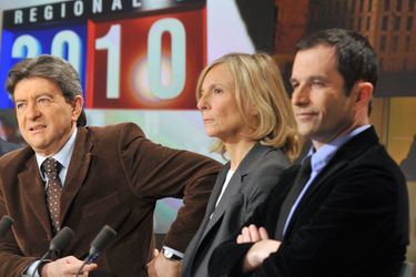 Jean-Luc Mélenchon (à gauche) et Benoît Hamon (à droite), sur un même plateau télévisé en 2010.