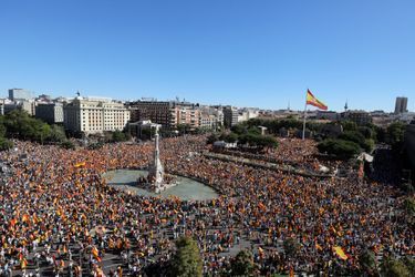 Manifestation à Madrid pour le dialogue et l'unité, le 7 octobre 2017.