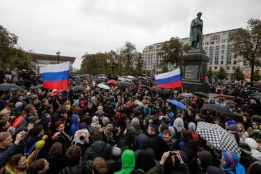 Manifestation d'opposants à Moscou, le 7 octobre 2017.