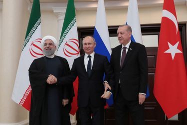 Quatrième sommet trilatéral entre Hassan Rohani, Vladimir Poutine et Recep Tayyip Erdogan, à Sotchi, le 14 février