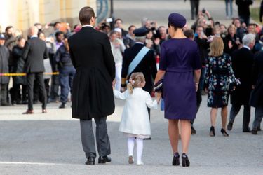 La princesse Estelle avec la princesse Victoria de Suède et le prince Daniel à Drottningholm, le 11 octobre 2015
