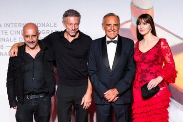 Gaspar Noé, Vincent Cassel, Alberto Barbera et Monica Bellucci à Venise, le 31 août 2019.
