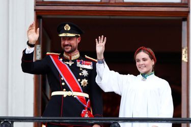Le prince héritier Haakon de Norvège et sa fille la princesse Ingrid Alexandra à Oslo, le 31 août 2019
