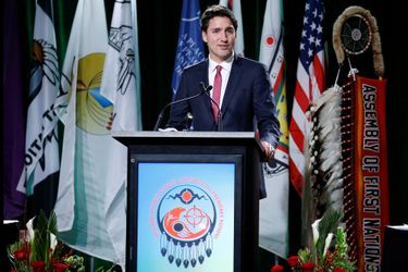 Justin Trudeau, en décembre dernier, lors d&#039;une réunion avec les chefs des Premières nations. 