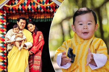 Le roi et la reine du Bhoutan avec leur Royal Baby le 31 juillet 2016. A droite, le prince héritier va avoir un an