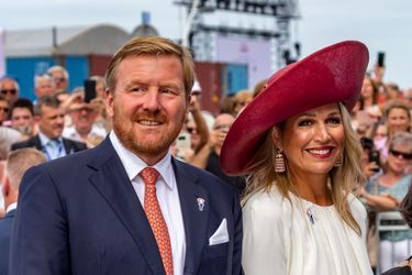 La reine Maxima et le roi Willem-Alexander des Pays-Bas avec le Premier ministre Mark Rutte à Terneuzen, le 31 août 2019