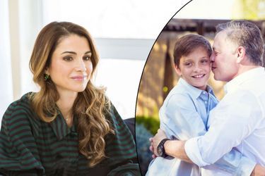 La reine Rania de Jordanie le 16 janvier 2017 -  A droite: le roi Abdallah II de Jordanie et son plus jeune fils le prince Hashem