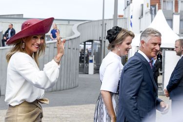 Les reines Maxima des Pays-Bas et Mathilde de Belgique avec le roi des Belges Philippe à Terneuzen, le 31 août 2019