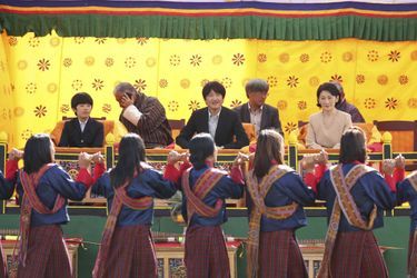 Le prince Hisahito du Japon et ses parents le prince Fumihito d&#039;Akishino et la princesse Kiko à Thimphou au Bhoutan, le 19 août 2019