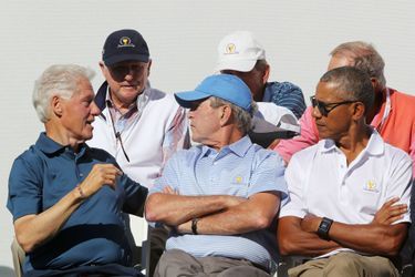 Bill Clinton, George W. Bush et Barack Obama à la President&#039;s Cup, le 28 septembre 2017.