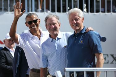 Barack Obama, George W. Bush et Bill Clinton à la President&#039;s Cup, le 28 septembre 2017.