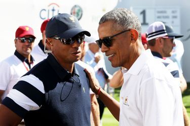 Tiger Woods et Barack Obama à la President&#039;s Cup, le 28 septembre 2017.