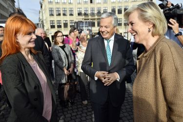 La princesse Astrid de Belgique avec la chanteuse Axelle Red à Bruxelles, le 29 septembre 2017