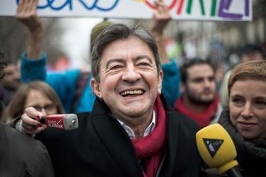 Jean-Luc Mélenchon le 15 février lors d&#039;une manifestation de soutien à la Grèce.