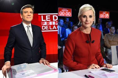 Arnaud Montebourg et Laurence Ferrari dimanche soir lors du deuxième débat de la primaire de la gauche. 