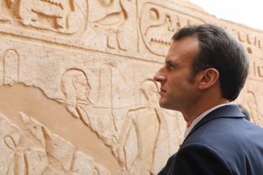 Emmanuel Macron à Abou Simbel, en Egypte
