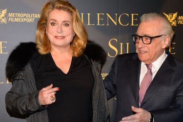 Catherine Deneuve et Martin Scorsese pour la projection de &quot;Silence&quot; au musée Guimet, à Paris.