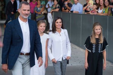 La reine Letizia et le roi Felipe VI d&#039;Espagne avec les princesses Sofia et Leonor à Madrid, le 27 août 2019