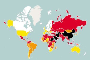 La carte des pays selon RSF.
