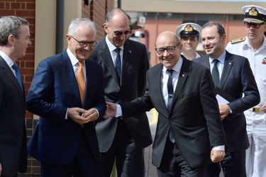 Jean-Yves Le Drian et le Premier ministre australien Malcolm Turnbull. 