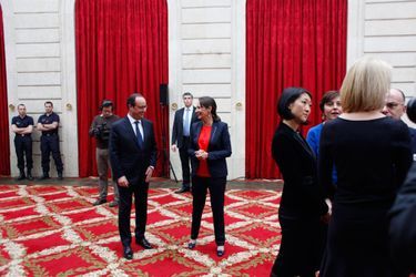 Sourires complices au sommet de l’Etat… François Hollande et Ségolène Royal lors de la présentation des vœux au gouvernement, le 5 janvier.