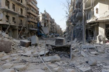 Dans un des quartiers d&#039;Alep repris par l&#039;armée syrienne, le 6 décembre 2016.