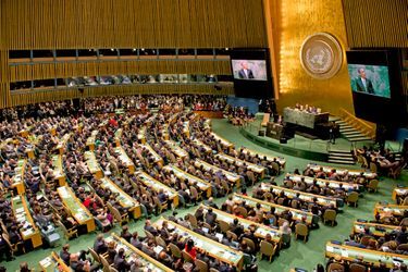 La salle de l'Assemblée générale des Nations Unies à New York, le 28 septembre 2015