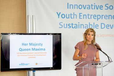 La reine Maxima des Pays-Bas aux Nations unies à New York, le 29 septembre 2015