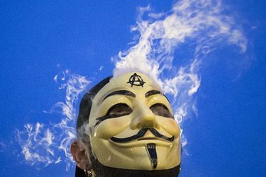 Le masque du Guy Fawkes, symbole des Anonymous. 