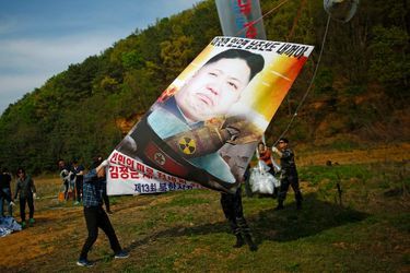 Manifestation à la frontière entre les deux Corées, en avril 2016.