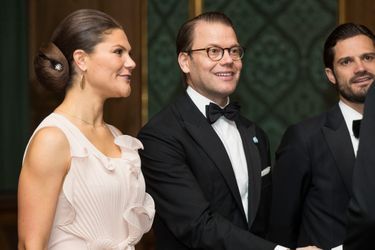 La princesse Victoria de Suède avec les princes Daniel et Carl Philip, à Stockholm le 22 septembre 2017