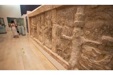 Une sculpture du musée de la culture maya à Cancun