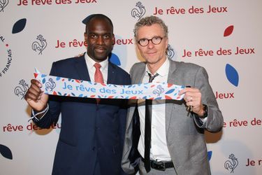 Pascal Gentil et Denis Brogniart à la soirée de lancement de la campagne de mobilisation autour de la candidature de Paris aux jeux Olympiques de...