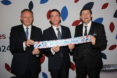 Thierry Braillard, Manuel Valls et Patrick Kanner à la soirée de lancement de la campagne de mobilisation autour de la candidature de Paris aux je...