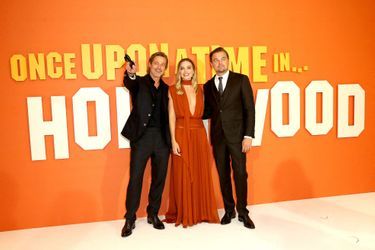 Leonardo DiCaprio, Margot Robbie et Brad Pitt à Londres, le 30 juillet 2019.
