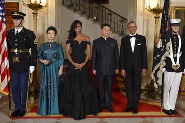 Michelle et Barack Obama, Xi Jinping et Peng Liyuan au dîner d'Etat à la Maison Blanche
