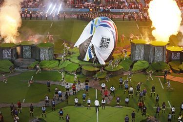 Vue d&#039;ensemble de la cérémonie d&#039;ouverture de la Coupe du monde de rugby au stade de Twickenham (Royaume-Uni)