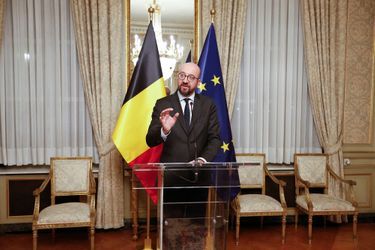 Le Premier ministre belge Charles Michel lors d'une conférence de presse, samedi 8 décembre. 