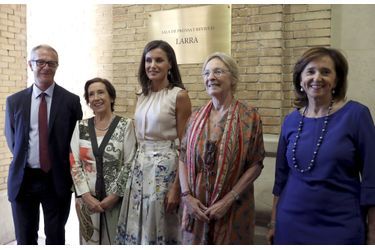 La reine Letizia en visite à la Bibliothèque nationale d'Espagne à Madrid le 30 juillet 2019