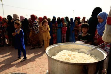 Distribution de nourriture à des réfugiés en Irak.