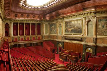 Lors de l’installation du gouvernement à Versailles, l’Assemblée nationale, élue en février 1871, se réunissait dans la salle de l’Opéra royal, construit à la fin du règne de Louis XV et transformé sous Louis-Philippe. Mais après la création de deux assemblées par les lois constitutionnelles de 1875, une nouvelle salle de séances était nécessaire, le Sénat ayant conservé l’usage de l’Opéra. Plusieurs projets furent élaborés par les architectes de Versailles et de l’Assemblée nationale, Charles Questel et Edmond et Joly, pour construire une salle pour celle-ci. Le choix se porta finalement sur l’aile sud du palais, et sur le projet de Joly, qui l’édifia au centre de la grande cour de l’aile du Midi, là où se trouvait sous l’Ancien Régime un grand escalier droit permettant de passer du château au Grand Commun, de l’autre côté de la rue.