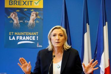 Marine Le Pen pendant une conférence de presse le 6 juillet 2016