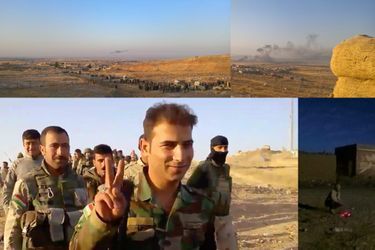 Images des combattants peshmergas, jeudi, près de Mossoul, en Irak.