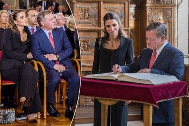 La reine Rania et le roi Abdallah II de Jordanie à Münster en Allemagne, le 8 octobre 2016