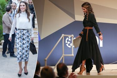 La reine Rania de Jordanie à Amman le 3 octobre et à Berlin le 6 octobre 2016