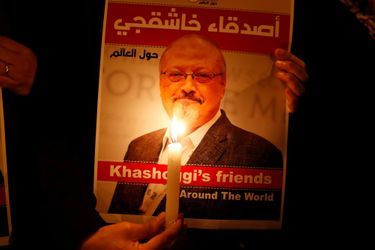 Une pancarte en honneur de Jamal Khashoggi lors d&#039;une manifestation organisée fin octobre. 