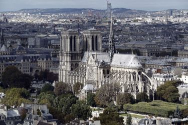 Notre-Dame-de-Paris, vue depuis le sommet de la tour de Jussieu, à Paris.
