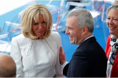 François de Rugy et Brigitte Macron, dimanche lors du défilé du 14-Juillet.  
