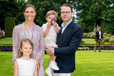 La princesse Victoria de Suède, le prince Daniel et leurs enfants la princesse Estelle et le prince Oscar, le 14 juillet 2018